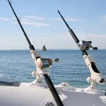 Railblaza Rod Holder II in white mounted on an inflatable