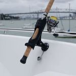 Railblaza Starport in black wall mounted as rod holder base
