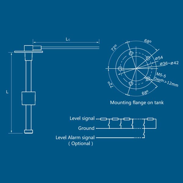 KUS S5 fuel and water level sensor 275 mm