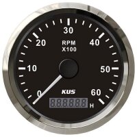 KUS Tachometer with hourmeter for inboards 0-6000 rpm -...