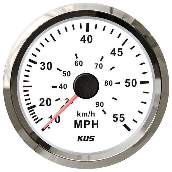 KUS Analog Dynamic Pressure Speedometer (0-55 mph / 100 km/h) - White