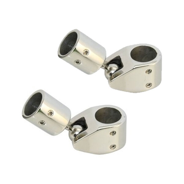 Stainless steel rail mount fitting set with swivel ball for biminis - Ø 25 mm
