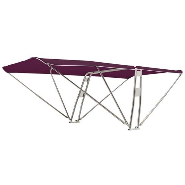 Bimini-Top / Tendalino parasole SUPERIOR con portasegnaletica BARCA  - Larghezza 200 cm / Altezza 130 cm - Borgogna (5034)