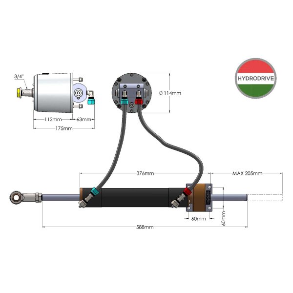 Hydrodrive Servosterzo idraulico MU100-TF per barche a vela (45 nodi)