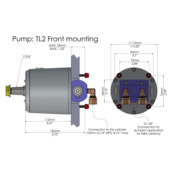 Hydrodrive Servosterzo idraulico MU100-TF per barche a vela (45 nodi)